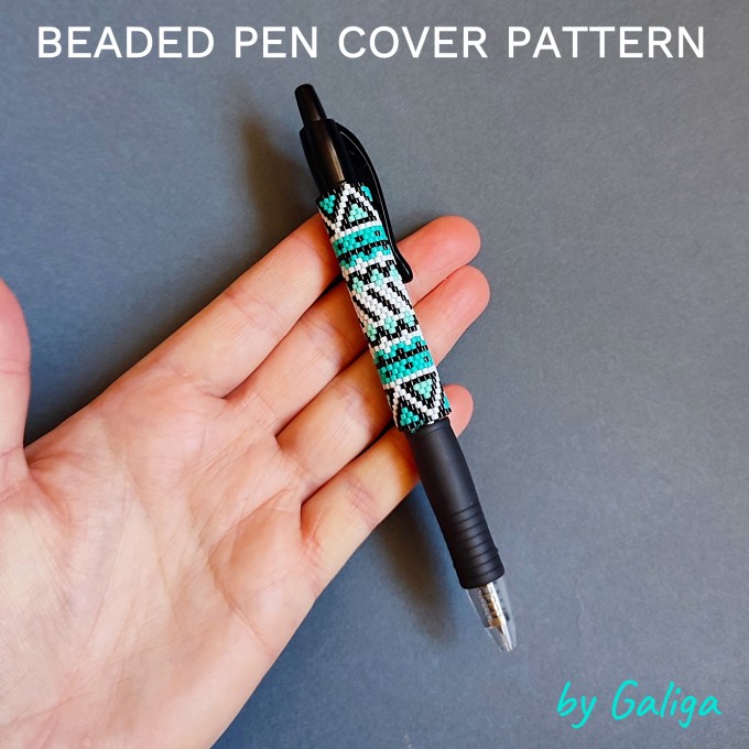 Pen cover pattern Turquoise ornament