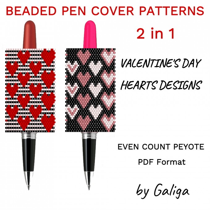 Pen cover pattern Valentines Day Hearts