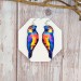 Colorful Finch Bird Earrings in bright transparent resin, lightweight and comfortable