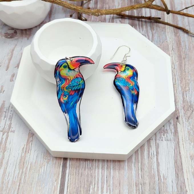 Exotic Toucan Earrings - Handmade, Vibrant Tropical Bird Jewelry