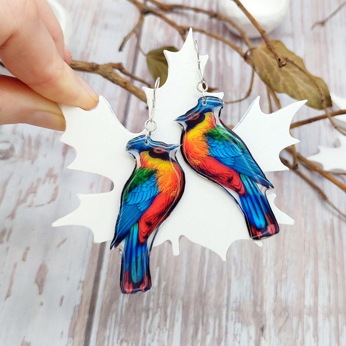 Colorful Turaco Bird Earrings - Handmade, Unique Bird Lover Jewelry