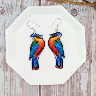 Colorful Turaco Bird Earrings - Handmade, Vibrant, Lightweight, Unique Bird Jewelry