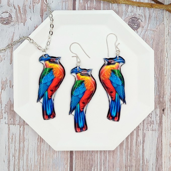 Colorful Turaco Bird Earrings - Handmade, Unique Bird Lover Jewelry