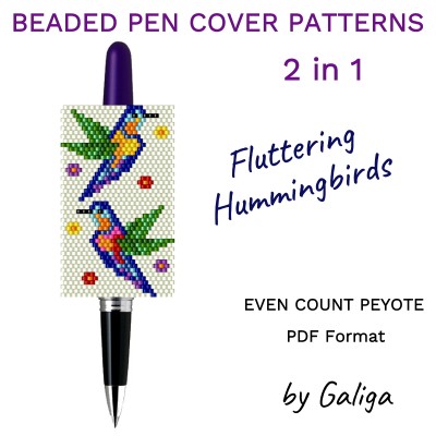 Colorful Hummingbird Pen Cover Pattern