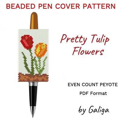 Pretty Tulip Flowers Bead Pen Wrap Pattern