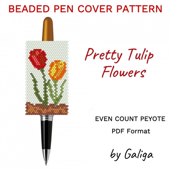 Pretty Tulip Flowers Bead Pen Wrap Pattern