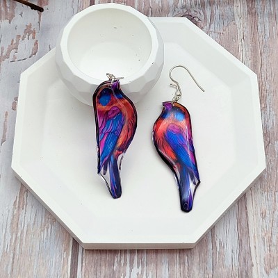 Varied Bunting Earrings - Handmade, Colorful Bird Jewelry
