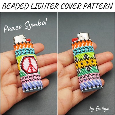 Beaded Lighter Cover Pattern - Peace Sign