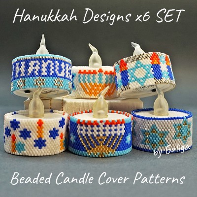 Hanukkah Candle Holders Patterns Beaded, Set of 6 Designs