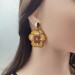 Beautiful Yellow-Brown Pansy Earrings with Feminine Floral 18 K Gold Filled Studs