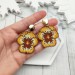 Beautiful Yellow-Brown Pansy Earrings with Feminine Floral 18 K Gold Filled Studs