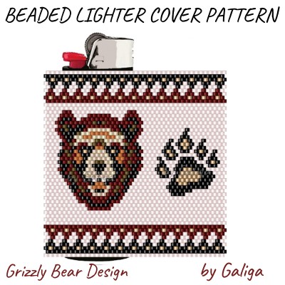 Grizzly Bear Lighter Holder Beaded Pattern