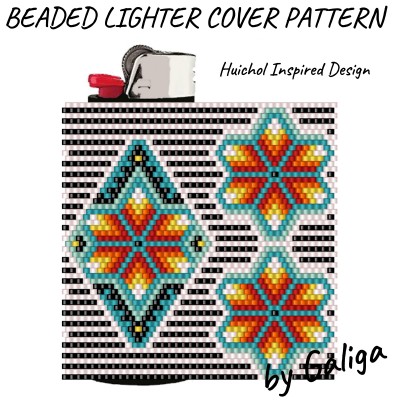 Huichol Striped Beaded Lighter Cover Pattern