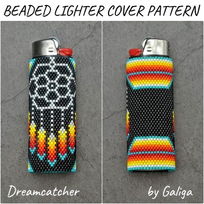 Dreamcatcher in Native Colors Beaded Lighter Cover Pattern