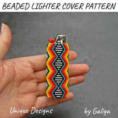 Vibrant Tribal Style Seed Bead Lighter Cover Pattern