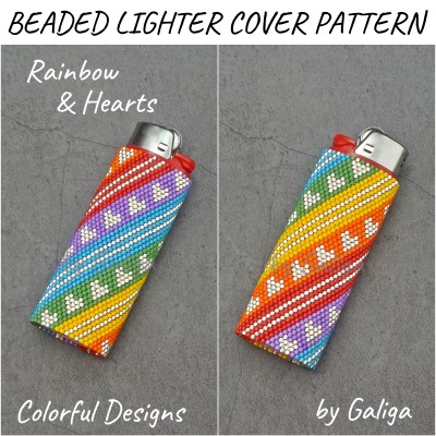 Silver Hearts on Rainbow Lighter Sleeve Beaded Pattern
