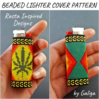 Ligher Cover Pattern for Beading - Hemp Leaf