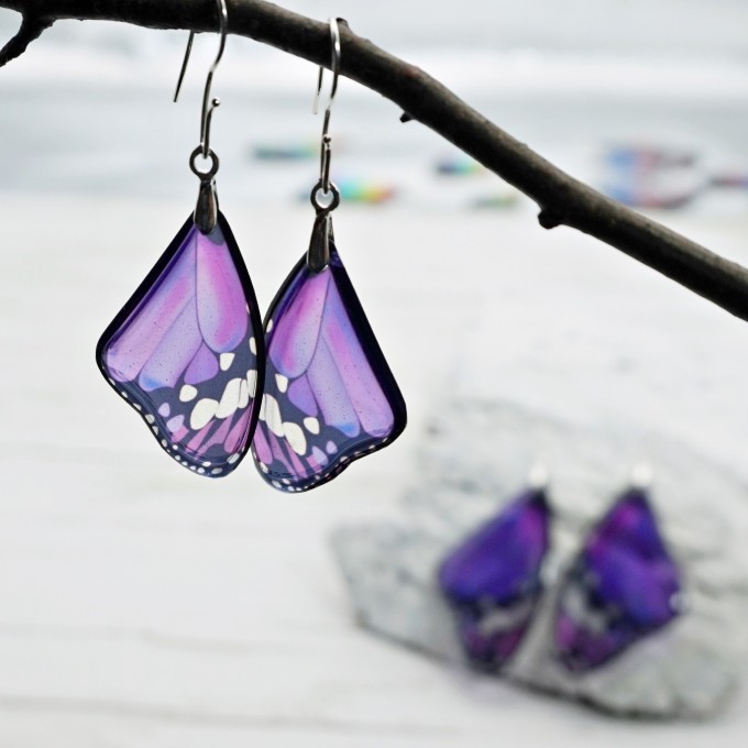 Mystic Purple Butterfly Wing Earrings
