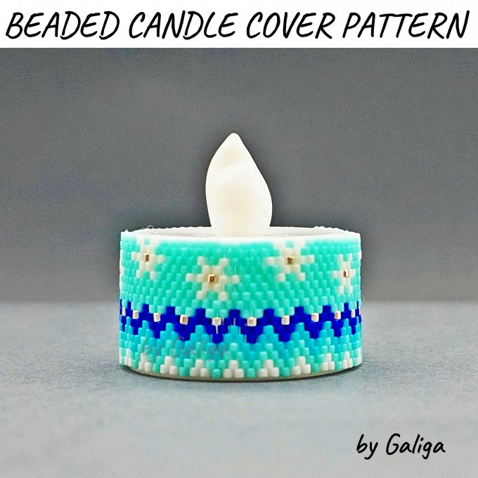 Turquoise Snowflakes Tea Light Candle Cover Pattern 