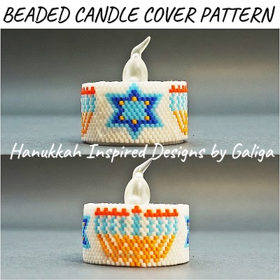 Star of David and Menorah Candle Cover Seed Bead Pattern
