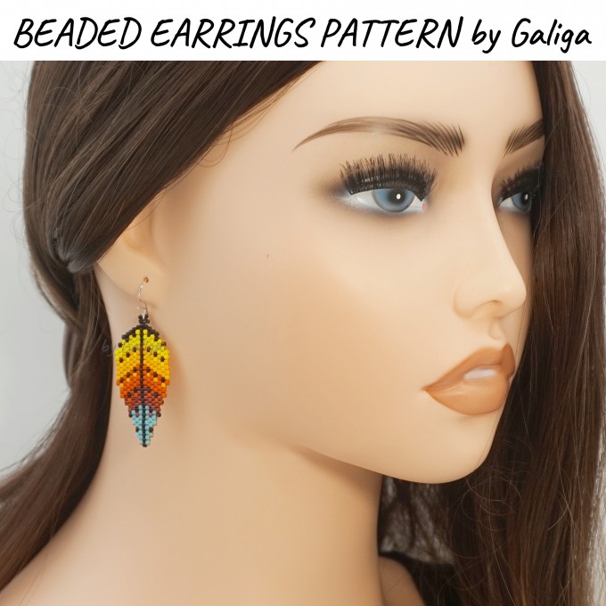 Beaded earrings featuring vibrant and colorful leaf designs