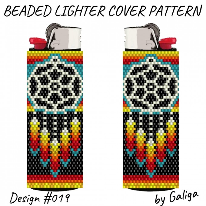 Beaded lighter holder featuring a dreamcatcher design