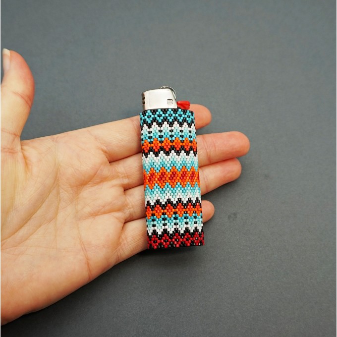 Colorful Beaded Lighter Cover by Galiga Jewelry