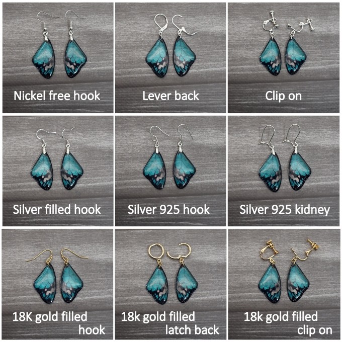 Shop Light Blue Butterfly Wing Earrings of Transparent Resin by Galiga Jewelry