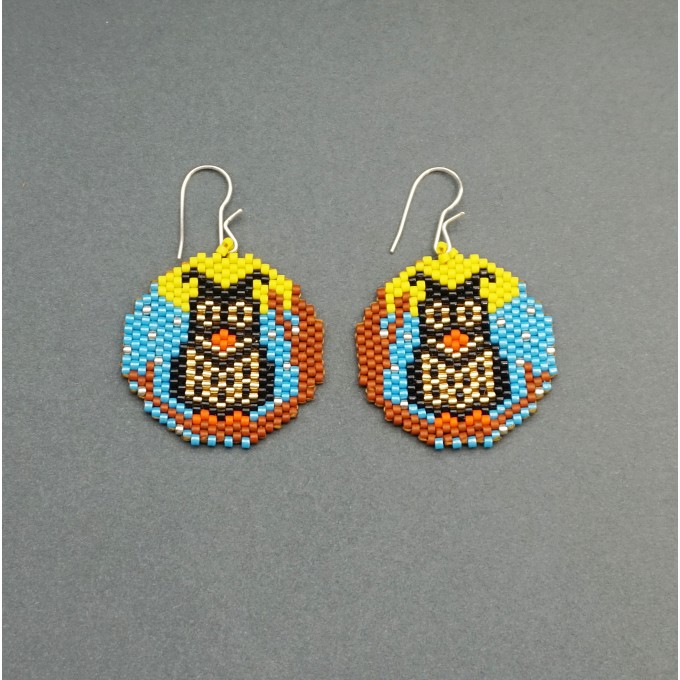 Craft Stylish Halloween Earrings: Night Owl on a Branch Beading Pattern