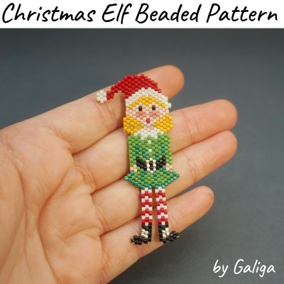 Christmas Elf Beaded Pattern for Holiday Decor Crafts