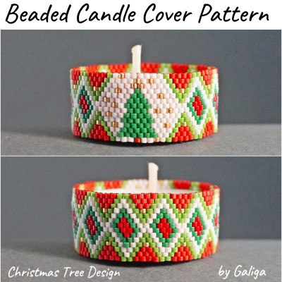 Christmas Tree Beaded Tea Light Candle Cover Pattern