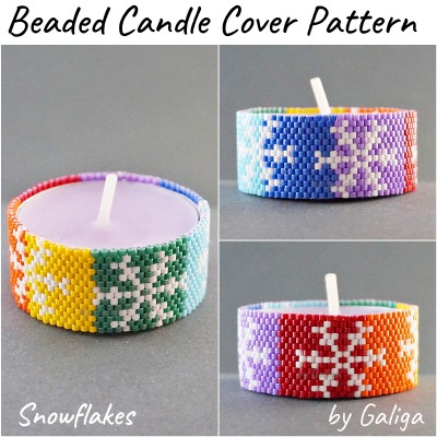 Colorful Christmas Snowflakes Beaded Candle Cover Pattern