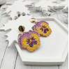 Delicate Pansy Earrings in Yellow-Purple Shades, Handcrafted with 18 K Gold Filled Studs