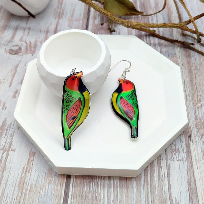 Funny Finch Bird Earrings