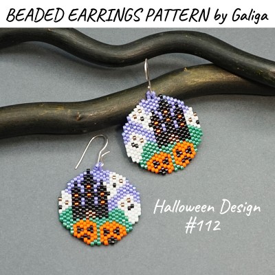 Boo Ghost and Dark Castle Halloween Earrings Pattern for Beading