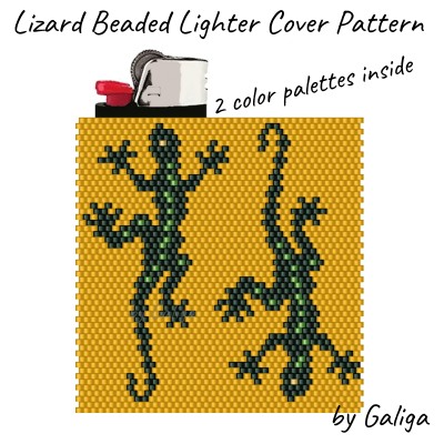 Lizard or Gecko Lighter Wrap Beaded Pattern