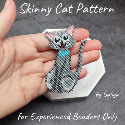 Lovely Slender Cat Beaded Pattern Seed Bead Jewelry Design