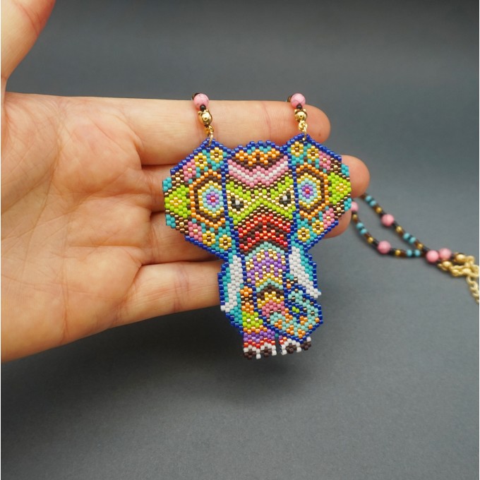 Craft Unique Accessories: Beaded Elephant Pattern in Ethnic Style