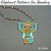 Boho-style seed bead elephant design in turquoise shades for creating pendants and other accessories