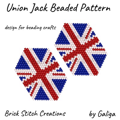 British Flag Beaded Pattern for Earrings, Keychain, Pendant