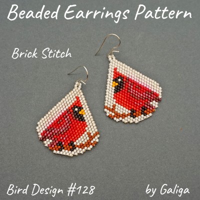 Red Cardinal Bird Beaded Earrings or Pendant Pattern – Seed Bead Jewelry Design