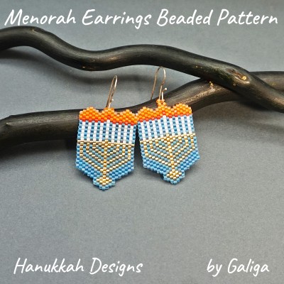 Menorah Earrings Beaded Pattern for Hanukkah Crafts and Jewelry Design