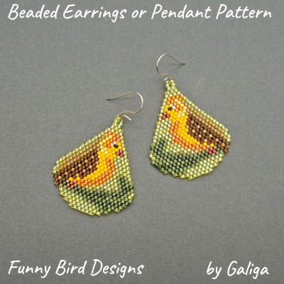 Funny Bird Brick Stitch Earrings Pattern for Beading Craft Projects