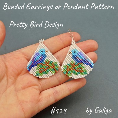 Blue Bird Pattern for DIY Beaded Earrings or Jewelry Crafts – Seed Beading Design