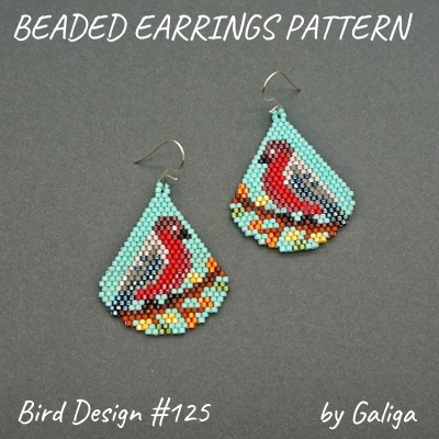 Red-breasted Bird Seed Bead Earrings Pattern for Bird Lover DIY Jewelry Design