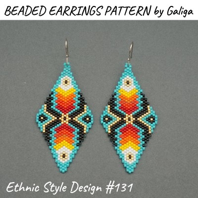 Colorful Geometric Beaded Earrings Pattern in Ethnic Style