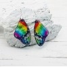 Rainbow Butterfly Wing Earrings of Transparent Resin