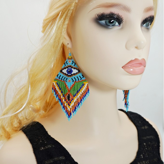 Oversized colorful evil eye earrings