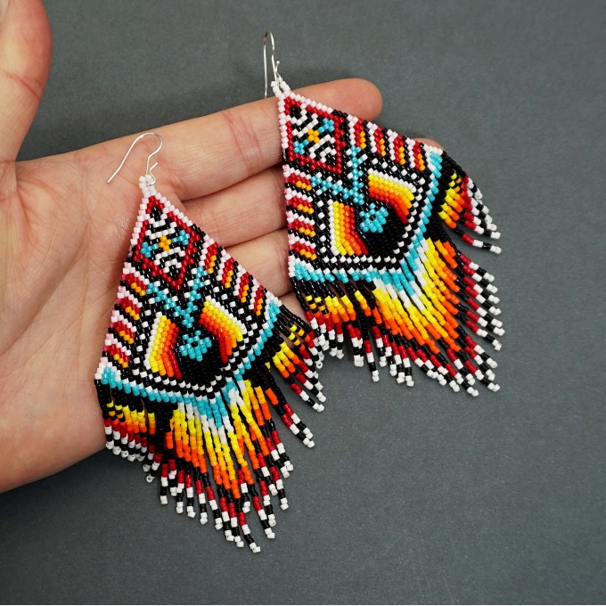Oversized Seed Bead Statement Earrings | Tribal Ethnic Style Jewelry