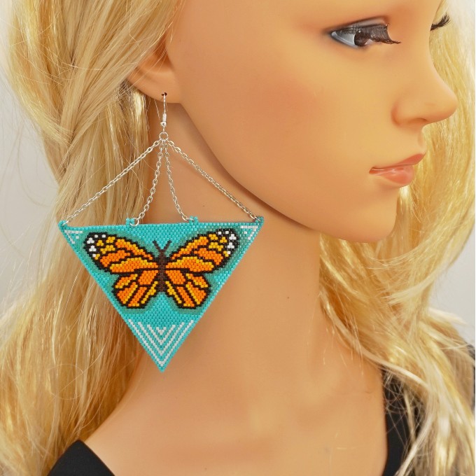 Oversized butterfly triangle earrings